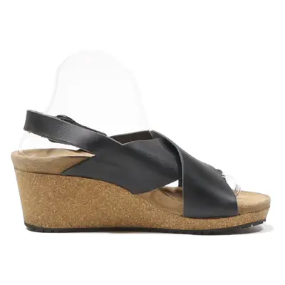 PAPILLIO Wedge Heels Black Leather Womens UK 5