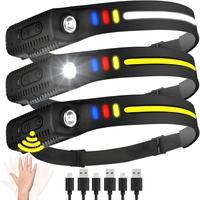 LED Headlamp Rechargeable, 230° COB Super Bright Head Lights for Forehead, Hard hat Light for Adults, USB C Headband Flashli...