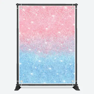 Glitter Blue Pink Sequins Simple Birthday Backdrop - Aperturee