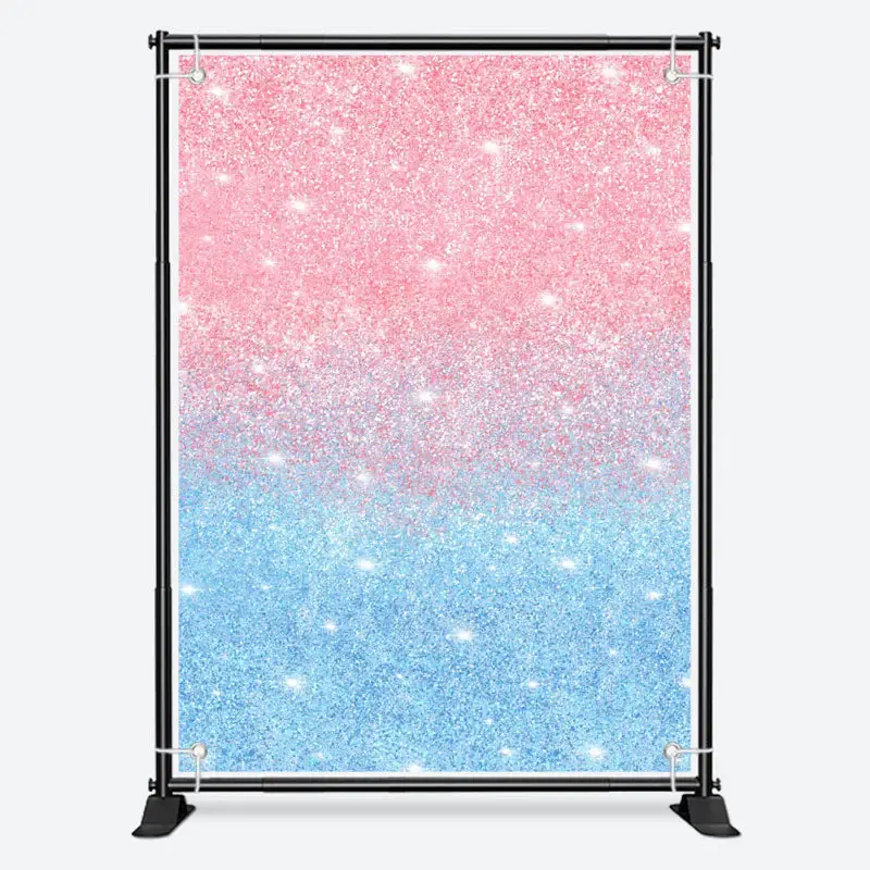 Glitter Blue Pink Sequins Simple Birthday Backdrop - Aperturee
