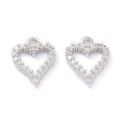 Rack Plating Brass Micro Pave Cubic Zirconia Charms