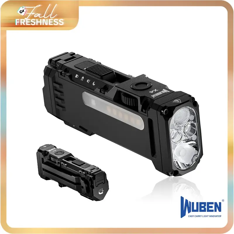 【NEW LAUNCH】WUBEN X4 1500 lumens Multi-Function LED Flat Flashlight, RGB Mood Light & Side Camping Lamp, Instant-On Tail ...