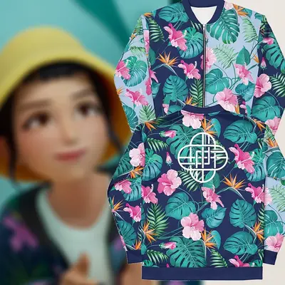 Kpop Demon Hunters Zoeys Tropical Bomber Jacket