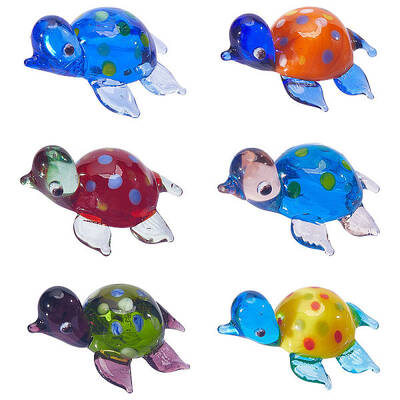 6Pcs 6 Colors Tortoise Glass Home Ornaments