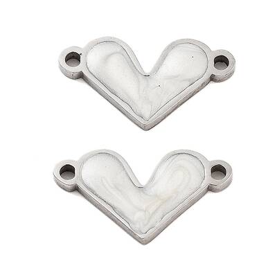 304 Stainless Steel White Enamel Connector Charms