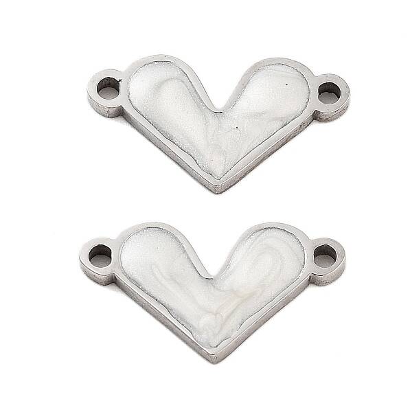 304 Stainless Steel White Enamel Connector Charms