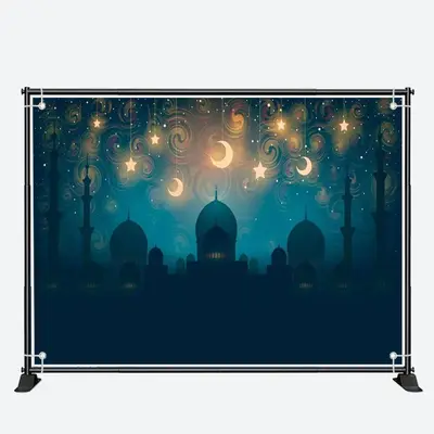 Night Moon Stars Palace Shadow Eid Mubarak Backdrop - Aperturee