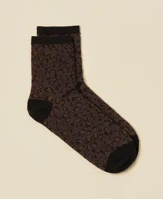 Women's Leopard Jacquard-Knit Cotton Socks