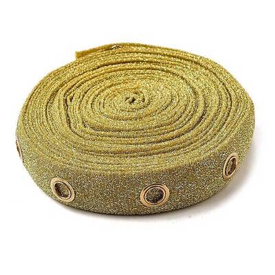 9 Yards Glitter Polyester Ribbon with Alloy Eyelets