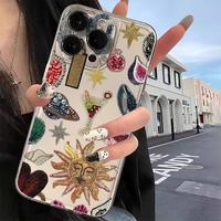 Beads Pattern Phone Case, Rhinestone Decor Phone Protective Cover, Phone Accessory Compatible with iPhone 16 15 14 13 12 11 X...