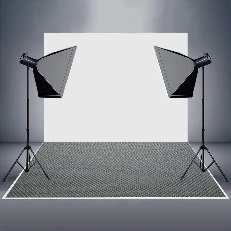 Gray Rhomboid Plaid Photo Studio Rubber Floor Mat - Aperturee
