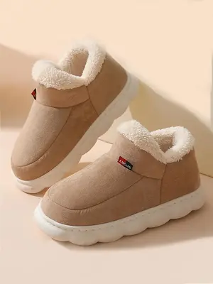 Women's Solid Color Soft Fluffy Slipper Boots, House Slippers, Casual Comfortable Round Toe Home Slippers, Warm House Slipper...