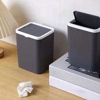 Solid Color Trash Can with Lid, Desktop Waste Bin, Small Garbage Bin for Home Office Dormitory