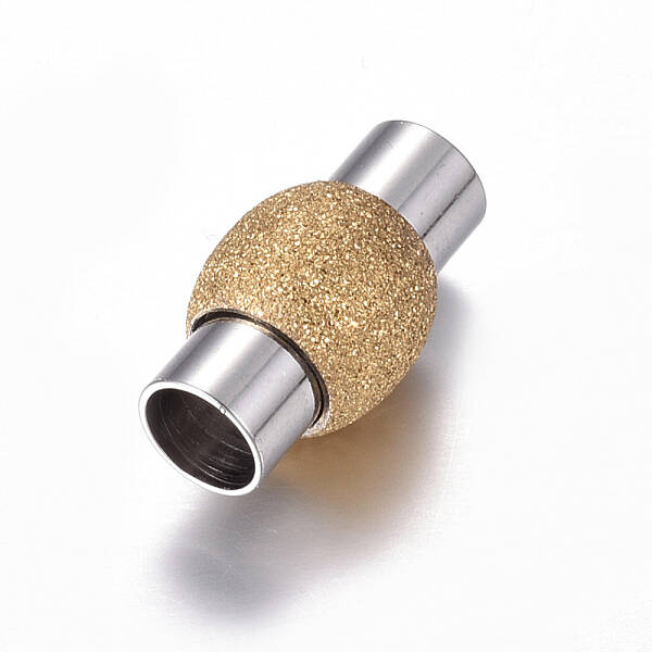 304 Stainless Steel Textured Magnetic Clasps with Glue-in Ends
