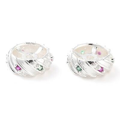Brass Micro Pave Clear Cubic Zirconia Beads