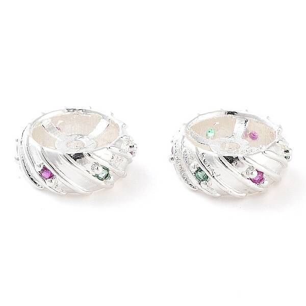 Brass Micro Pave Clear Cubic Zirconia Beads