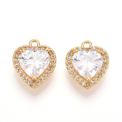 Brass Micro Pave Cubic Zirconia Charms