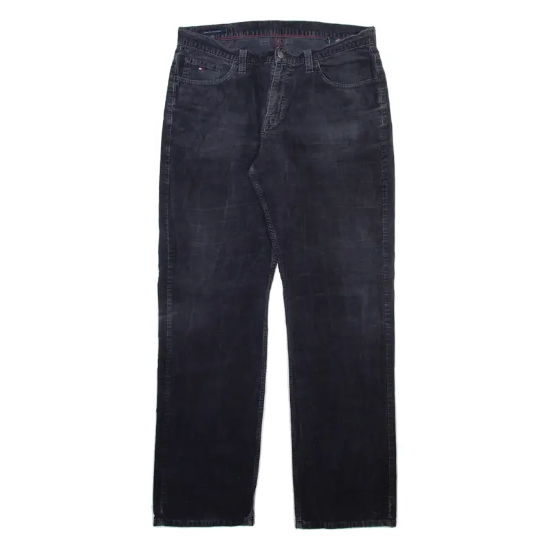 TOMMY HILFIGER Mens Corduroy Trousers Grey Regular Straight W36 L34