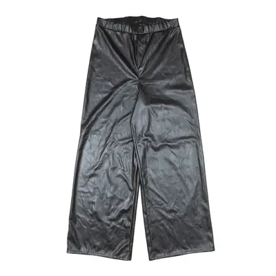 I SAW IT FIRST Leather Look Trousers Black Relaxed Flared Womens W27 L27