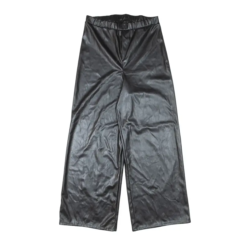 I SAW IT FIRST Leather Look Trousers Black Relaxed Flared Womens W27 L27