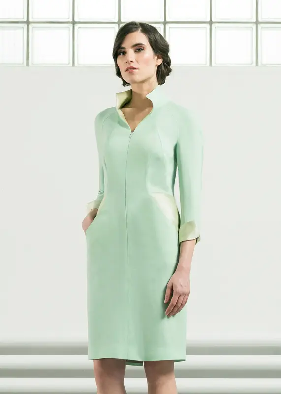 STREAM | 4/5-Sleeve Dress | Colour: Celadon Green | Size: UK 8 (US 2)