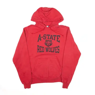 CHAMPION A-State Red Wolves Sports Hoodie Red Pullover USA Mens S