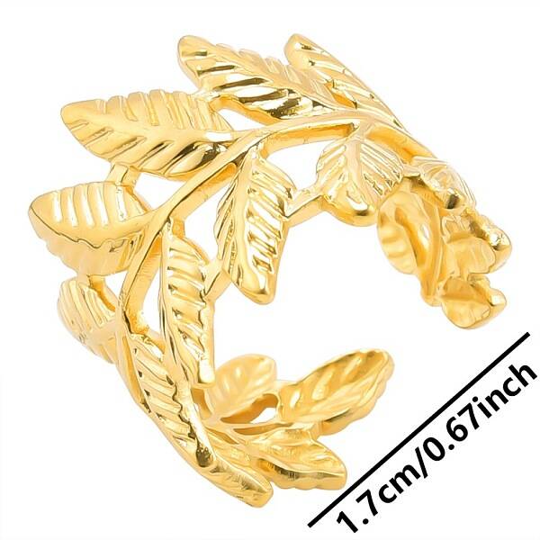 Vintage Stainless Steel Leaf Couple Rings
