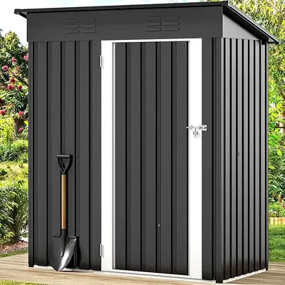 Yitahome Metal Outdoor Storage Shed 5x3ft, Lockable Tool Sheds Storage with Air Vent for Garden, Patio, Lawn to Store Garbage...
