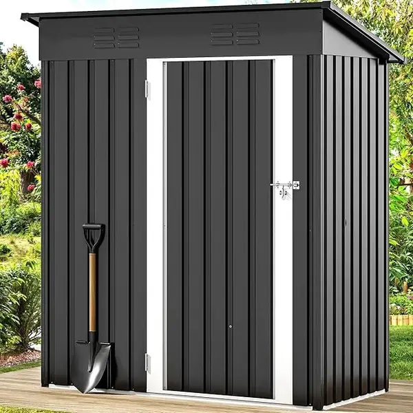 Yitahome Metal Outdoor Storage Shed 5x3ft, Lockable Tool Sheds Storage with Air Vent for Garden, Patio, Lawn to Store Garbage...