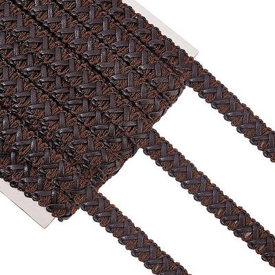 BENECREAT 15 Yard Faux Leather Braid Trims Coconut Brown Flat Braid Strap Trim Lace Ribbon for Home Decor DIY Sewing Craft