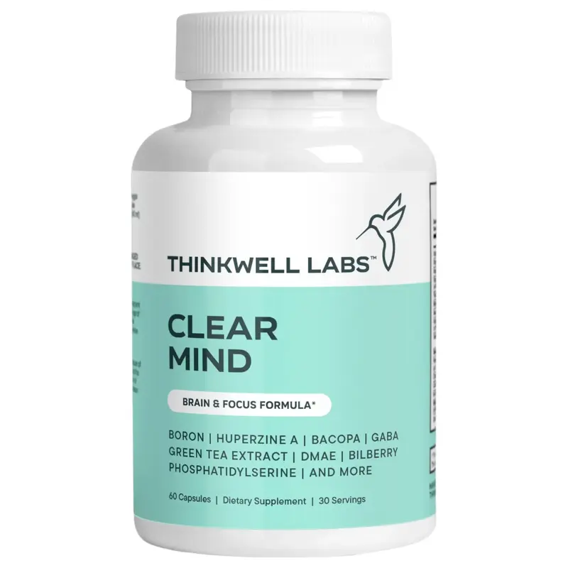 Thinkwell Labs Clear Mind - Brain & Focus Formula with Bacopa Monnieri Huperzine A Phosphatidylserine 40-in-1 Brain Care Supp...