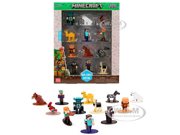 Set of 12 Diecast Figures Minecraft Video Game Wave 2 Nano Metalfigs Series Diecast models by Jada