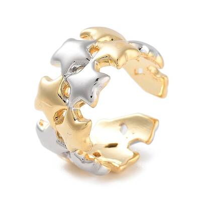 Brass Star Open Cuff Ring for Women