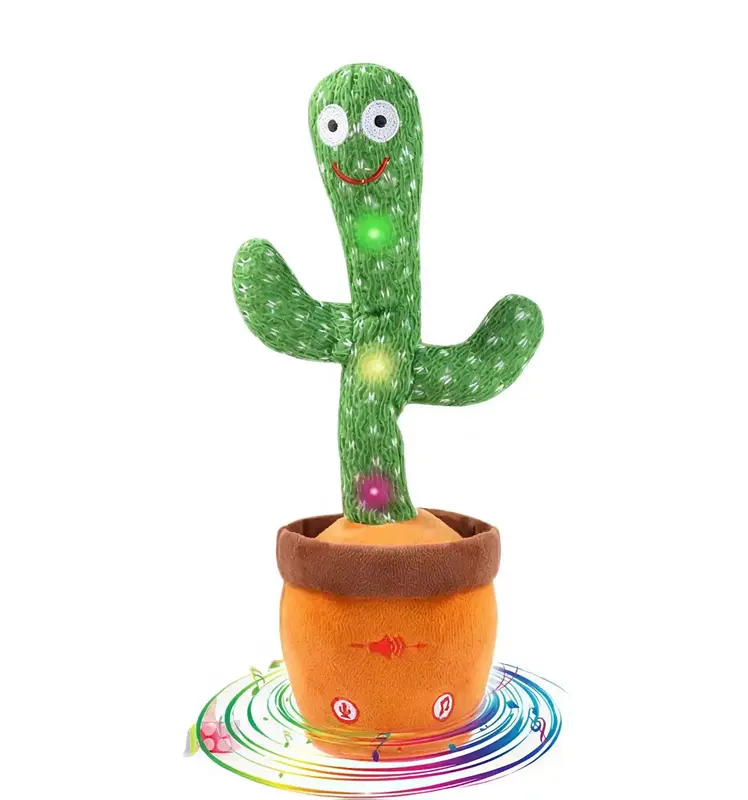 MIAODAM Dancing Talking Cactus Toy, Colorful Glowing Repeating What You Say, Singing Talking Toy 120 Pcs Songs Dancing Cactus...