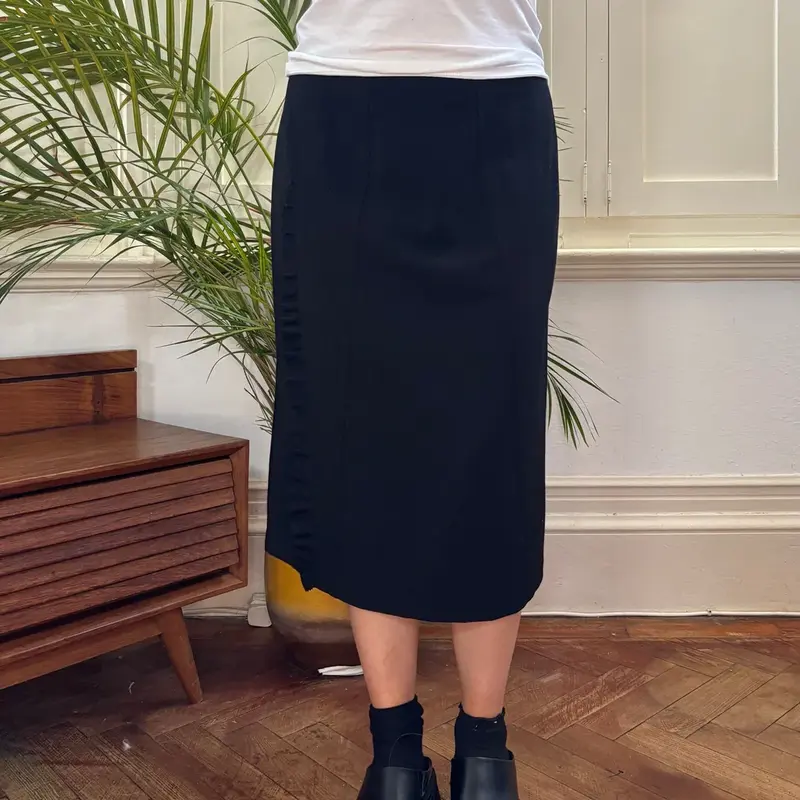 Momenti Midi Skirt - 28W UK 8 Black Polyester Blend