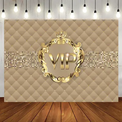 Aperturee Gold Vip With Crown Birthday Backdrop For Woman