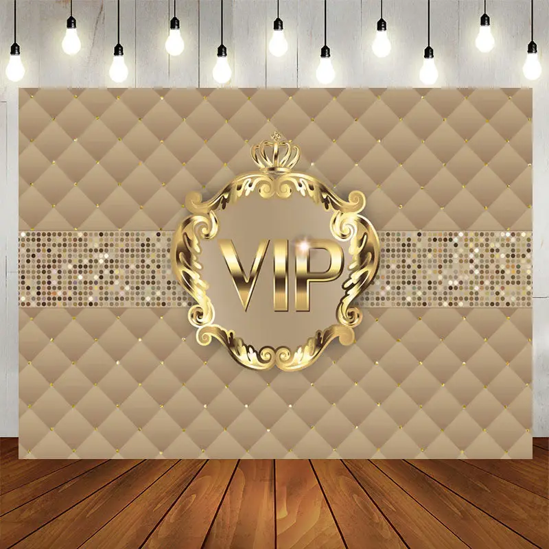 Aperturee Gold Vip With Crown Birthday Backdrop For Woman