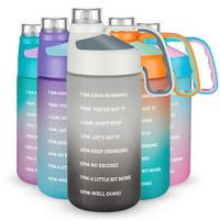 64 oz. large capacity water bottle, incentive bottle with time marker and straw, leak-proof material, suitable for sports and...
