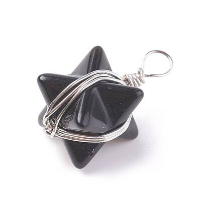 Natural Dyed & Heated Black Agate Pendants