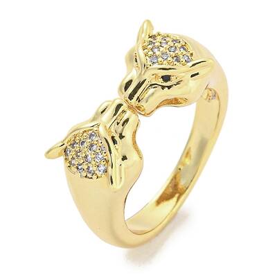 Brass Micro Pave Cubic Zirconia Cuff Rings