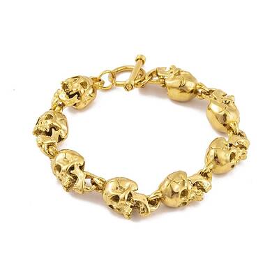 Halloween PVD Vacuum Plating 304 Stainless Steel Skull Link Chain Bracelets for Women Men