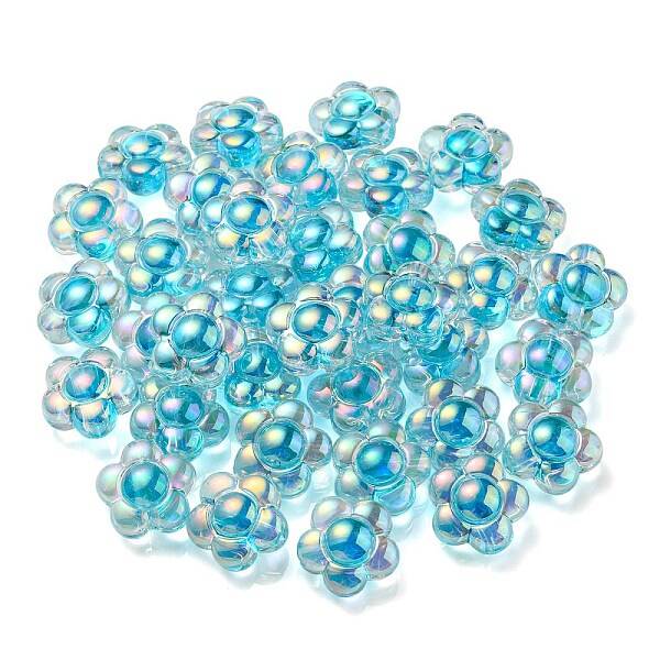 UV Plating Rainbow Iridescent Transparent Acrylic Beads