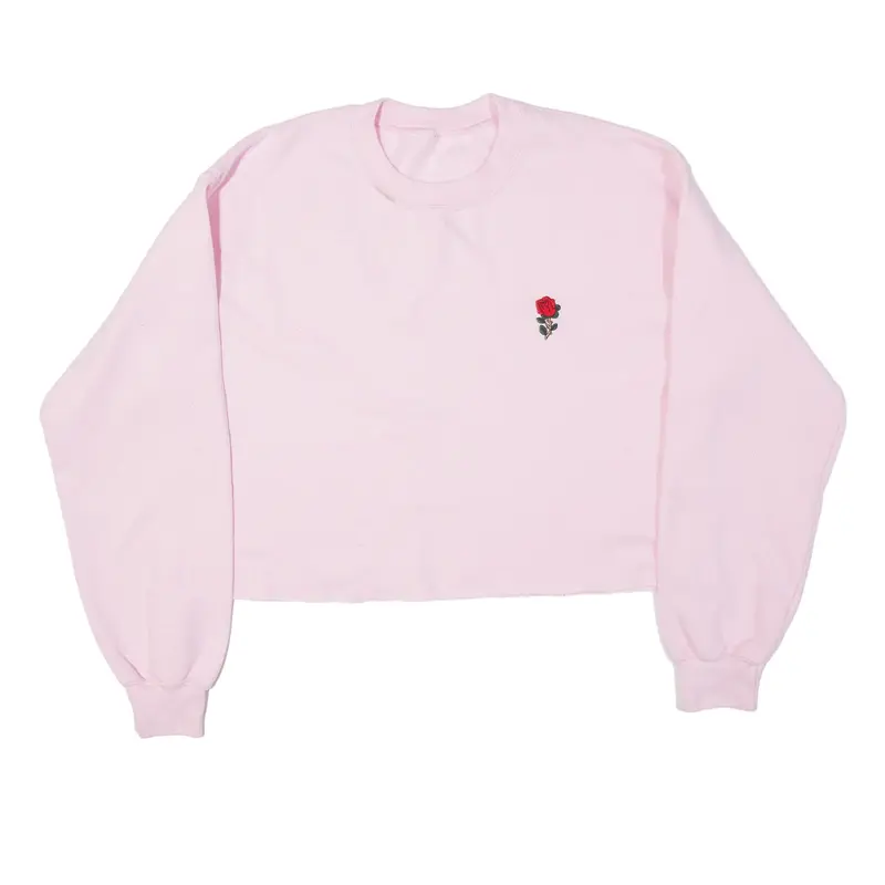 Cropped Rose Sweatshirt Pink Womens M