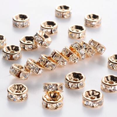 Brass Rhinestone Spacer Beads