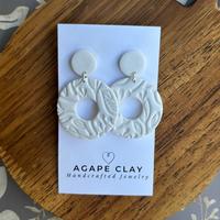 Polymer Clay White Hoop Earrings