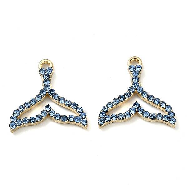 Golden Rack Plating Alloy Rhinestone Pendants
