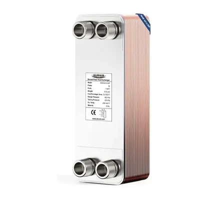 ALORAIR 4x12 Heat Exchanger with 1 MPT Port,316L Stainless Steel Water to Water Brazed Plate Heat Exchanger for Floor Heat...