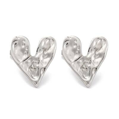 Non-Tarnish Heart Ion Plating(IP) 304 Stainless Steel Stud Earrings