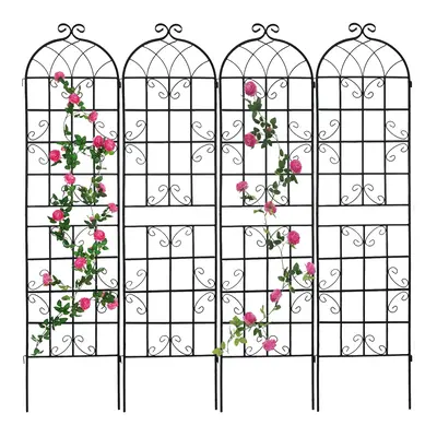 Garvee 4-Pack Garden Trellises for Climbing Plants - 7.2ft Iron Plant Supports, 86.6 x 80, Durable Metal Trellises, Black