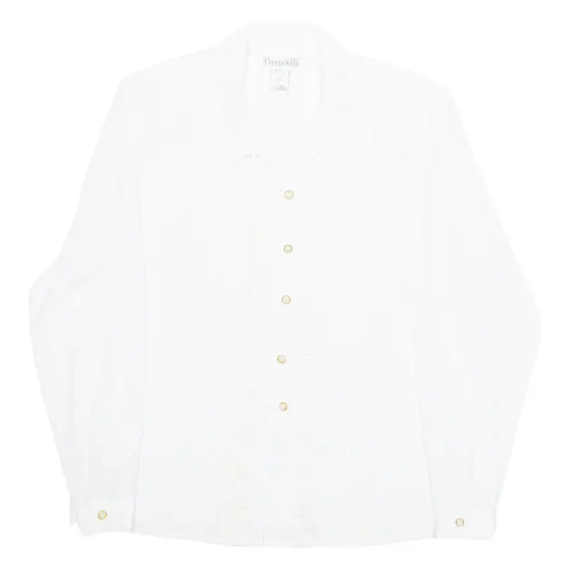 CHRISTIE & JILL Womens Blouse White Collared Long Sleeve M